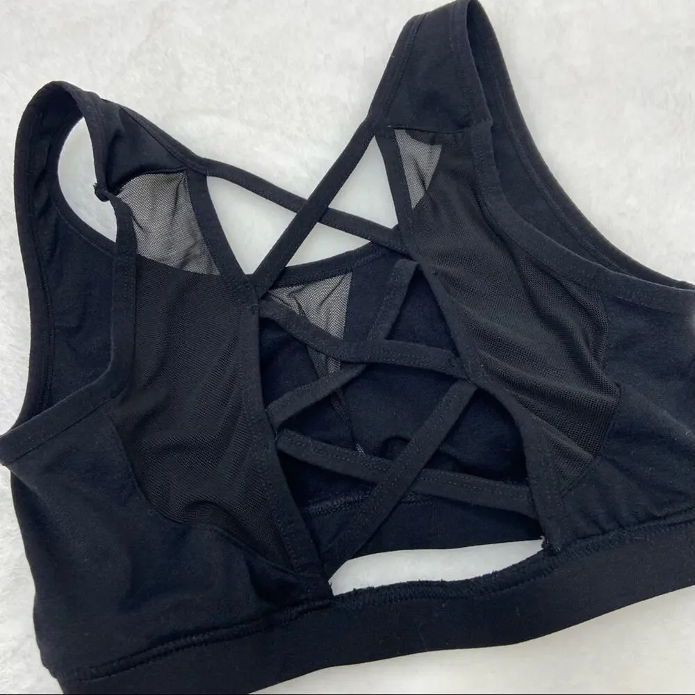 BKE Criss Cross Sports Bra Small Black